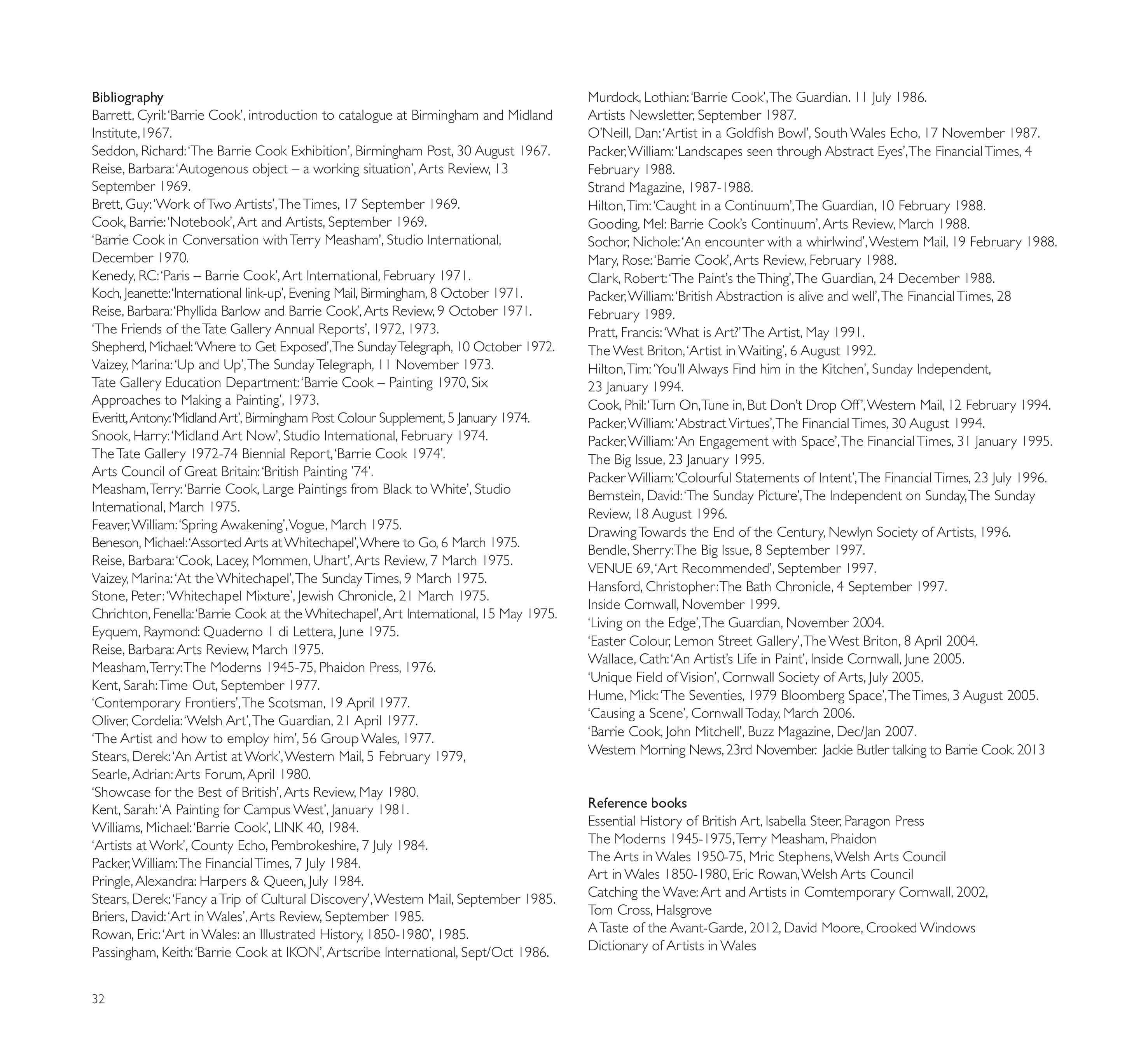 Barrie Cook publication page for Lemon Street Gallery