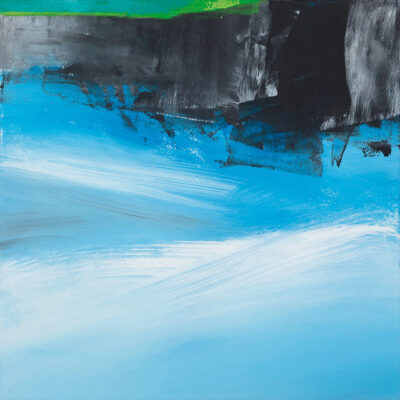 Neil Canning, painting: 400 Miles Mixed media on paper, 38 x 38cm