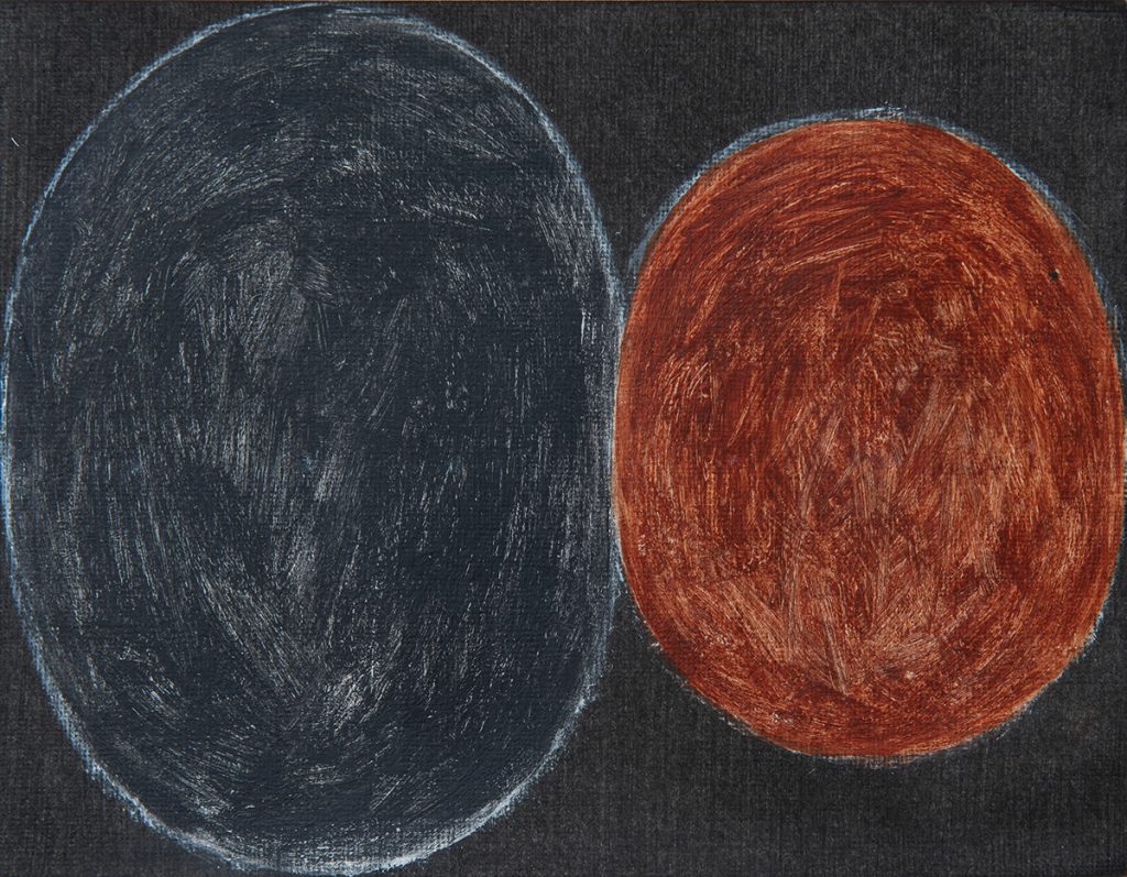 Dot Wade - Nudging Shapes, Acrylic on paper, 20x15cm