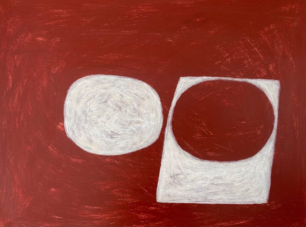 Dot Wade - Red Oxide Cutout, Acrylic on paper, 39x29