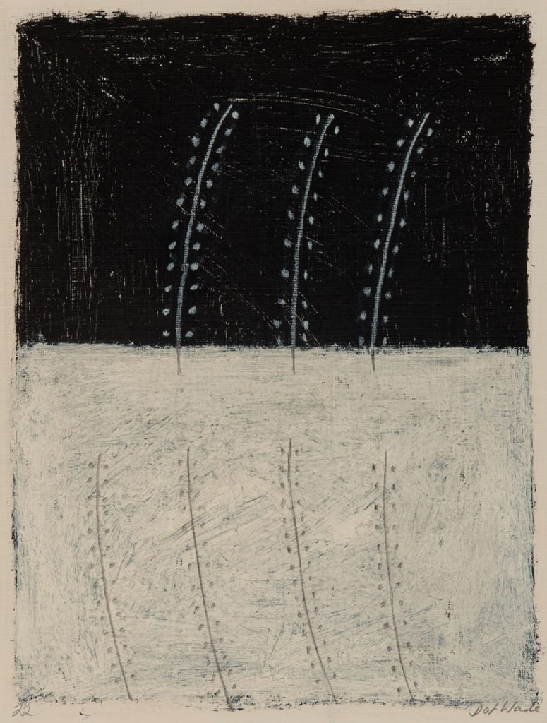 Dot Wade - Snowfall, Acrylic on paper 21 x 16 cm