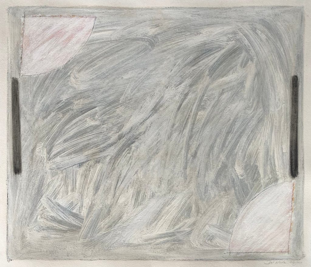 Dot Wade - Two Corners with Charcoal, Acrylic on paper, 58x49cm