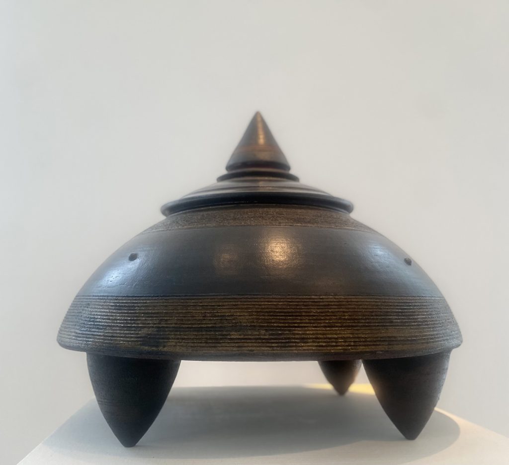 Jason Wason - Black & Gold Temple Top Vessel, (Image 2 )Ceramic, 47x50cm