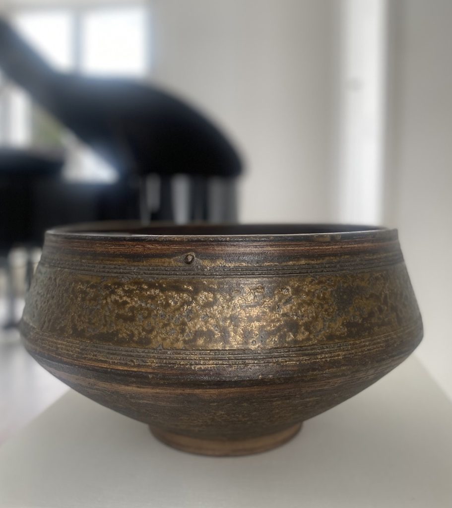 Jason Wason - Brown and Gold Textured Bowl, Ceramic, 22x44cm