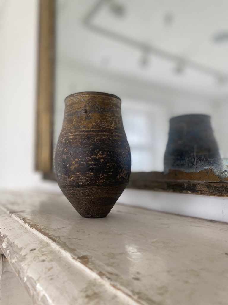 Jason Wason - Small Textured Black & Gold Jar, Ceramic, 17x11cm