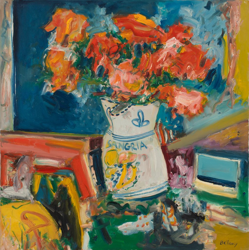 John Bellany - Flowers in a Sangria Jug, 1997 , Oil on Canvas, 90x90cms