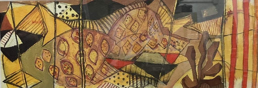 Rod Walker - Cicada Night, Mixed media on paper, 14x40cm