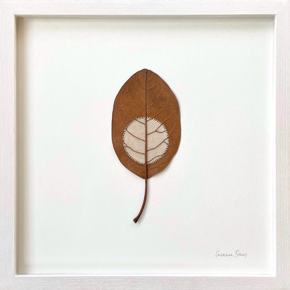Susanna Bauer - Moon, 69, Magnolia leaf, cotton thread, 30x30cm