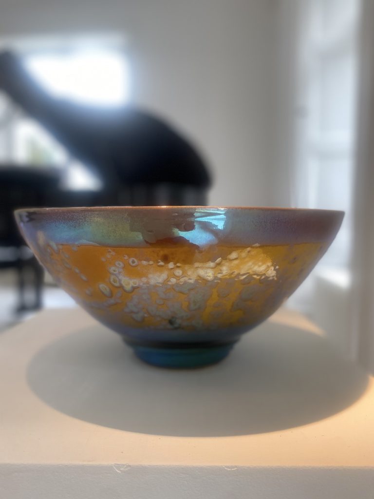 Sutton Taylor - Large Amber Bowl, (Image 1) Lustreware, 19x40cm