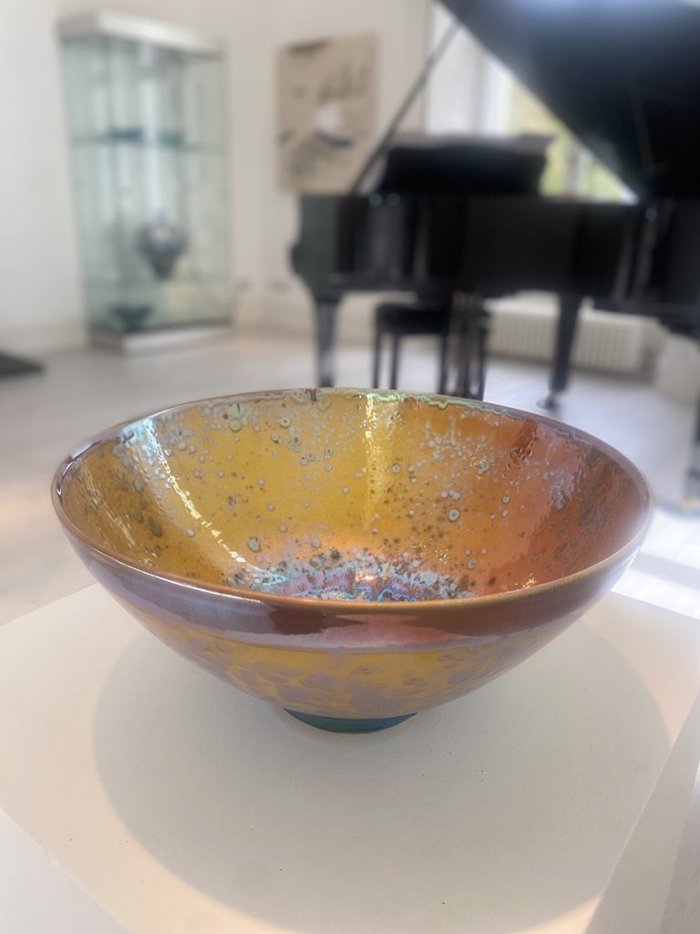 Sutton Taylor - Large Amber Bowl, (Image 2) Lustreware, 19x40cm