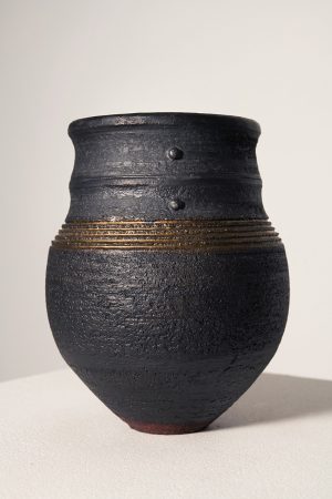 Jason Wason - Gold and Black Jar, Ceramic, 20x16cm