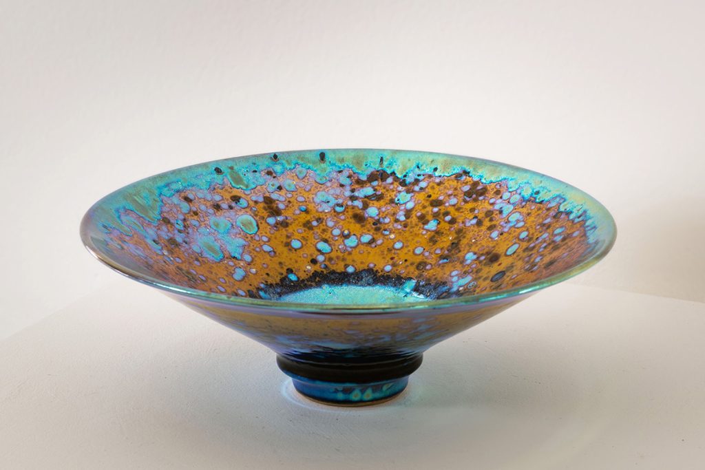 Sutton Taylor - Flared Yellow Amber Dish, Lustreware, 11x31cm