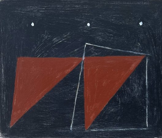 Three white dots acrylic on paper, 17 x 20 cm