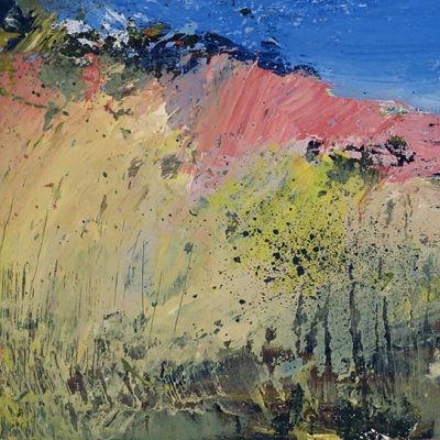 Kurt Jackson - Pink Hedge, 2000. Oil on Panel, 11.5x34cm.