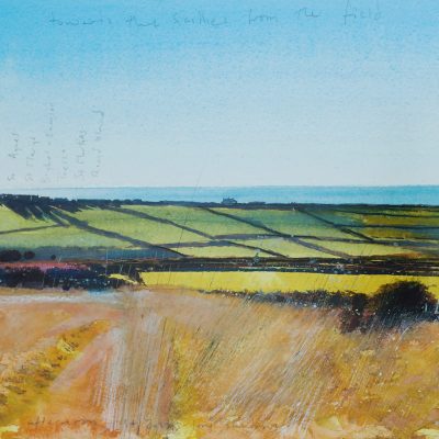 Kurt Jackson - Towards the Scillies From the Field, 2001. Mixed Media, 21x33cm.