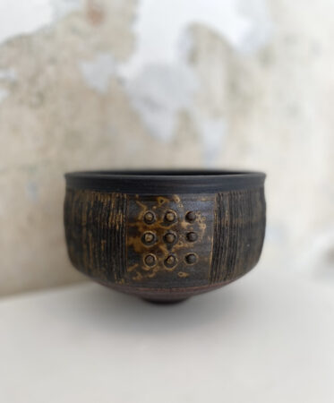 Jason Wason, Black and Gold Nine Stud Bowl, Ceramic, 12x18cm