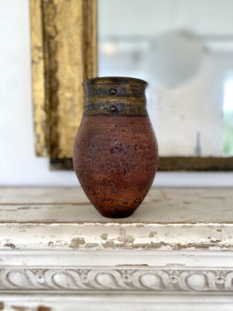 Jason Wason, Red and Gold Textured Jar, Ceramic, 18x13cm
