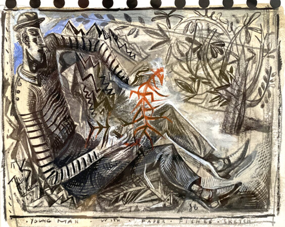 John Byrne Young Man wth Paper Fishes