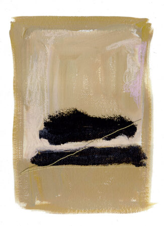 Sara Marlowe Hall, Between Two Spaces, Acrylic on cotton paper with gold pen and pastel, 42x29cm