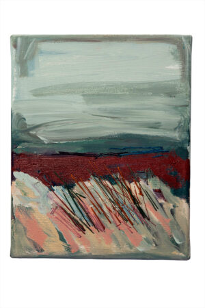 Sara Marlowe Hall, Cat Tails in the Wind I, Acrylic, Oils Stick, Mixed Media, Cotton & Poly Threads on Canvas, 25.5x20cm
