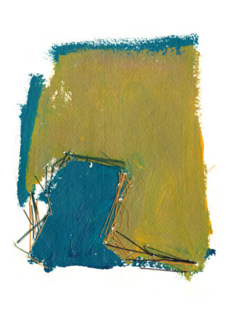 Sara Marlowe Hall, Cliff Outline, Acrylic on cotton handmade paper with cotton thread, framed, 20x15cm