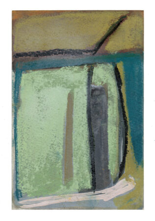 Sara Marlowe Hall, Forage Study 1, Watercolor, soft pastel, acrylic on paper, 15x11.5cm