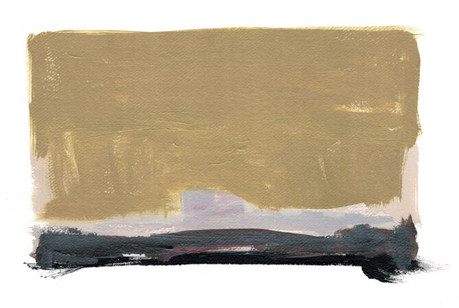 Sara Marlowe Hall, Over the Horizon, Acrylic on cotton paper, 29x42cm