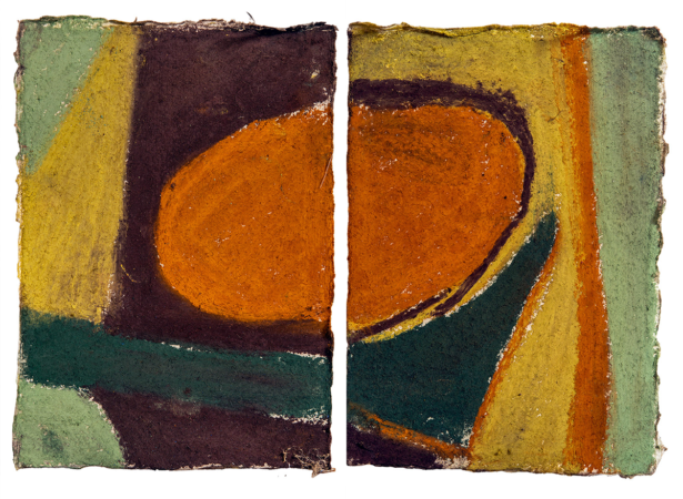 Sara Marlowe Hall Together, Dypich (Withiel Pastel, right), 2026, Pastel on Cotton Paper, 14 x 21 cm
